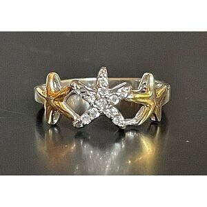 MJM 925 STERLING SILVER & CZ 3 STARS RING SIZE 7.25 SKY